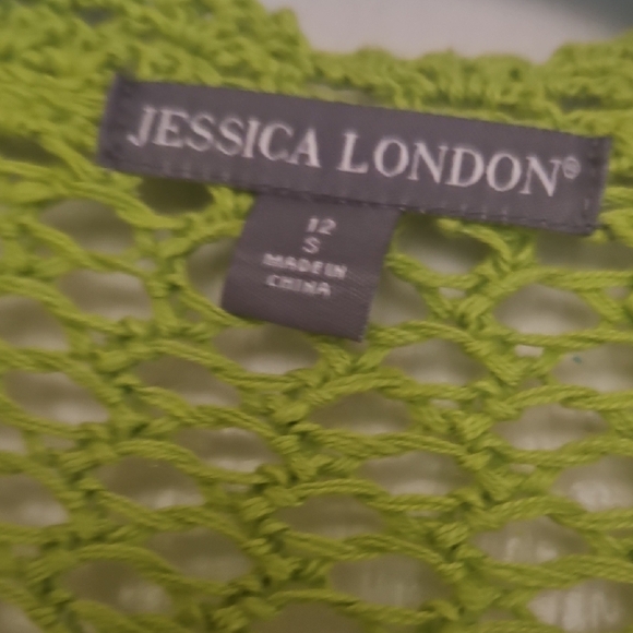 Green Open-Knit Sweater by Jessica London - Picture 2 of 2